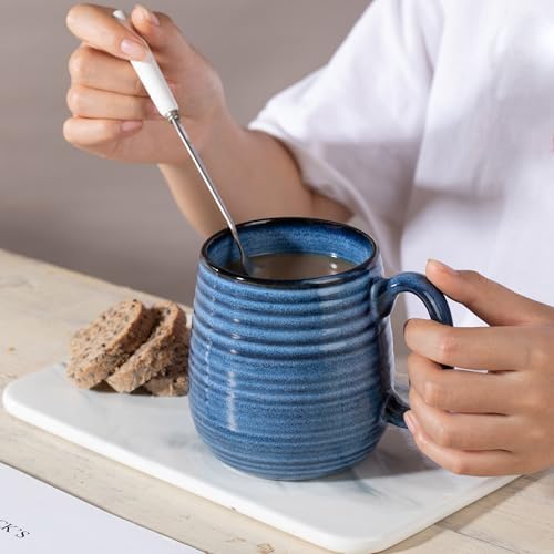 20 oz Large Coffee Mug for Women and Men, Large Ceramic Mug (Blue, 1PCS) - Image 2