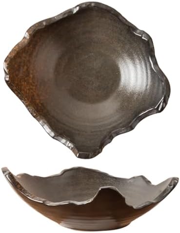 8" Small Ceramic Decorative Bowl 1 Pice – Irregular Rim Reactive Glaze Candy Plate, Berry Bowl, Entryway Catchall, Japanese Style Fruit Dish for Tabletop or Home Decor (Black) by Amitofo