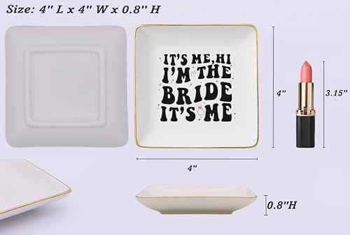 NZY It's Me Hi I'm The Bride-Future Mrs Engagement Gift for Bride to Be - Bridal Shower & Bachelorette Party Gifts - Ceramic Jewelry Tray Trinket Holder Ring Dish - Image 5