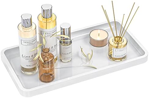 Weenson Bathroom Vanity Tray for Countertop Toiletries Makeup Decor Perfume Candles, Kitchen Tray for Soap Dispenser Spice Salt Coffee, Toilet Tank Tray Bamboo11.81” L x 6.1” W x 0.79” H (White) by Weenson