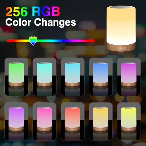 UNIFUN Baby Nursery Night Light Touch RGB Dimmable Bedside Table Lamp - Image 3