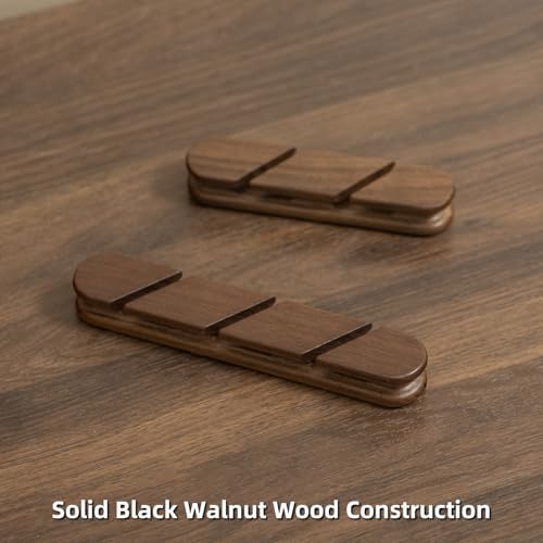 Black Walnut Wood Cable Organizer (2-Slot) Compact Desk Cord Management Cable Holder with Strong Adhesive for Home Office - Image 2