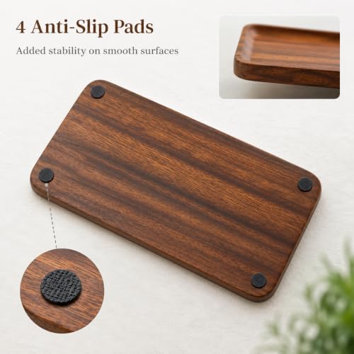 Walnut Serving Tray, Solid Wood Bathroom Vanity Tray, 11.8 x 4.7 in - Image 4