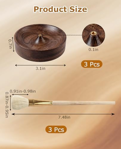 3PCS Incense Holder for Sticks with 3PCS Ash Brush, Wooden Black Walnut Burner Ash Catcher Bowl Tray for Home Décor, Meditation, Yoga, Spa - Image 6