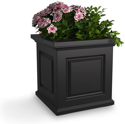 Mayne Nantucket 20in Self-Watering Square Planter, Black by Mayne