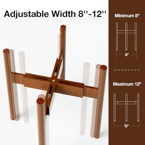 MUDEELA Plant Stand for Indoor, Bamboo Material, Dark Brown, 14.5 Inch Tall - Image 2