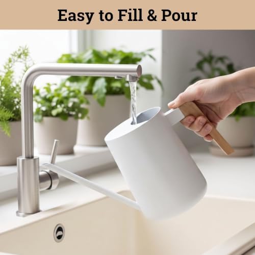 Metal Small Indoor Watering Can with Long Spout & Real Wood Handle, 35oz - Image 4