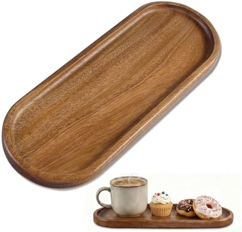 Small Wooden Tray | Acacia Wood Serving Tray Platter Mini Vanity Tray Decor by Unknown