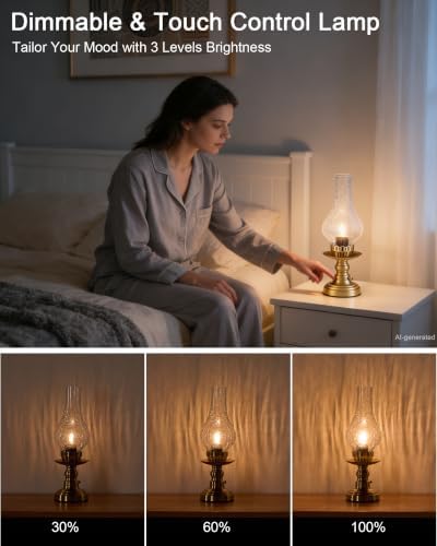 UMEXUS Vintage Rechargeable Cordless Table Lamp Battery Operated, Clear - Image 4