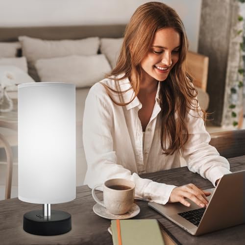 DEGNJU Bedside Table Lamp, Gray Fabric Shade, 11.8 Inch, 1 Pack - Image 5