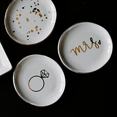 Sweet Water Decor Ring Dish Engagement - Ceramic Wedding Ring Dish for Bridal Shower - Ring Dishes for Women with White & Gold Speckled Decorative - Elegant Ring Dish Holder & Jewelry Organizer - Image 6