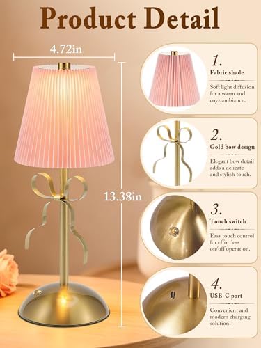 Bow Table Lamps,Cordless Rechargeable LED Table Lamps for Living Room - Image 5