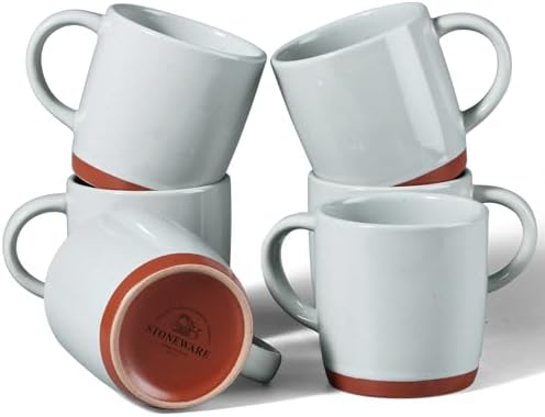 E-far Ceramic Coffee Mug Set of 6, 12oz Modern Coffee Cups, Speckled Gray by E-far