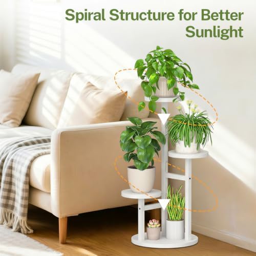 iDavosic.ly 3 Tier Wood Plant Stand Indoor Outdoor Corner Tall Shelf, White - Image 7