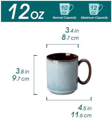 vancasso ONION Ceramic Coffee Mugs Set of 6, 12 Oz Coffee Cups for Latte, Cappuccino & Hot Cocoa, Artisan Modern Style for Coffee Bar, Home & Kitchen, Microwave & Dishwasher Safe, Light Blue Gray - Image 2