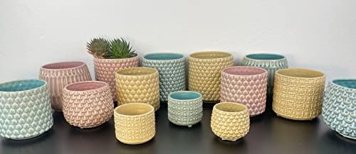 Nordring Stoneware Flower Pot – 6’’ Grey Planter with Polka Dots – Modern Ceramic Pot with Crackle Glaze – No Drainage Holes – Holds 5’’ Indoor Plant - Image 3