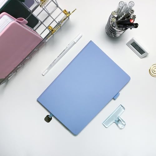 A5 Dotted Journal Starter Kit with Stencils and Stickers, Hardcover Dot Grid Notebook with 120 GSM Paper, Index Tabs and Date Stickers for Journaling, Study and Work,Sky Blue - Image 6