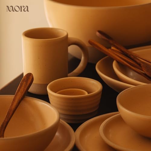 MORA Medium Mugs Set of 4, 16oz Ceramic Pottery Latte Mugs/Coffee Cups - Microwave and Dishwasher Safe - Merrigold - Image 6