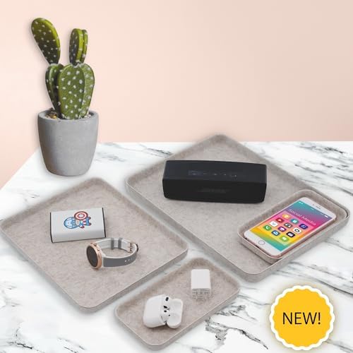 Welaxy Felt Nightstand Organizer 4pc Oatmeal Entryway Caddy DND Dice Tray - Image 5