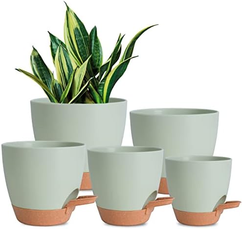 7/6.5/6/5.5/5 Inch Self Watering Pots for Indoor/Outdoor Plants, 5 Pack by Vanslogreen