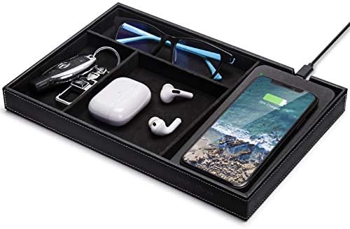 Valet Tray, Built in Wireless Charging Pad, Nightstand Organizer by wirelessfuturecharger