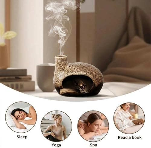 Handcrafted Ceramic Palo Santo Holder – Artistic Incense Burner for Meditation, Mindfulness and Zen Home Decor – Wabi-Sabi Style Cone Sculpture, Gift for Yoga, Relaxation & Aromatherapy (White) - Image 5