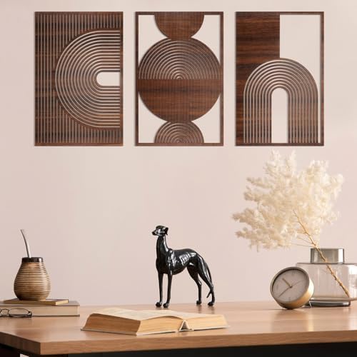 Yerliker 3 Pcs Modern Wall Decor, Mid-century, 15.75 x 15.75 x 1.97 Inch - Image 6