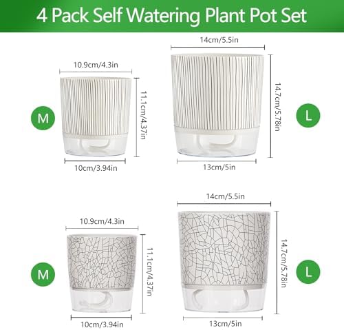 4 Pack Self Watering Pots for Indoor Plants, 4/5.5 Inch Plant Pots - Image 2