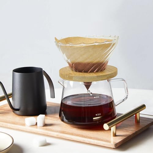 Gute Glass Pour Over Coffee Dripper with Bamboo Stand & Handle,1-4 Cups - Image 3