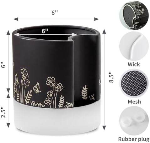 Nihow Self Watering Pots for Indoor Plants,8 Inch,Black Hand Painting - Image 2