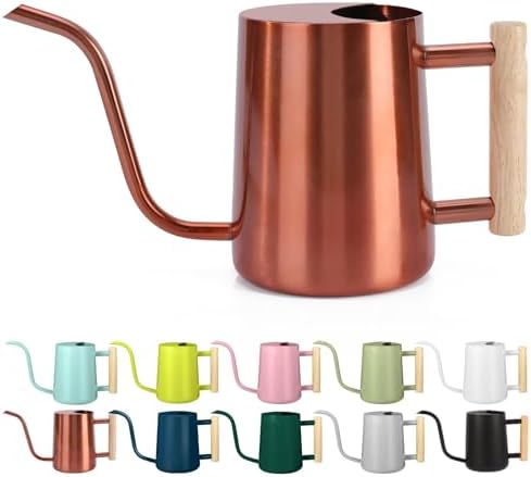 Watering Can Indoor Plants, 35oz Small Stainless Steel Metal Watering Can Modern Decorative Watering Pot with Long Spout for Indoor House Plant Bonsai Garden Flowers (Copper) by GUKJOB