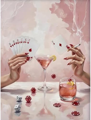 Pink Poker Diamond Art Kits for Adults Diamond Painting Kit for Beginner by KICHANG