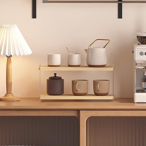 LiTY Coffee Station Organizer 2 Tier Acrylic Home Storage Mugs Hooks for Kitchen Countertops, Coffee Bars, for Placing Mugs, Coffee Beans, Syrup, Cups, Stirrers - Image 6