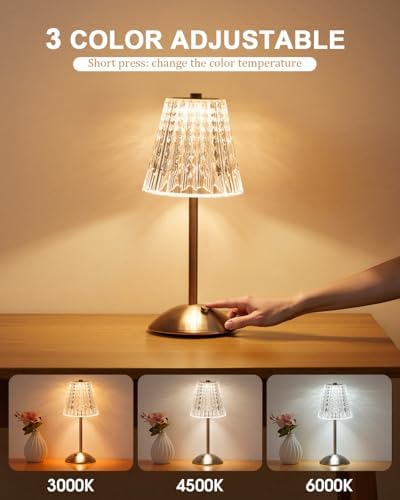 Nusogon Cordless Touch Table Lamp, LED Rechargeable Small Dask Lamp - Image 3