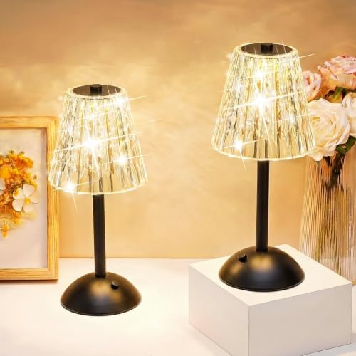 Liliful 2 Pcs Cordless Table Lamp LED Touch, Black, Classic Style by Liliful