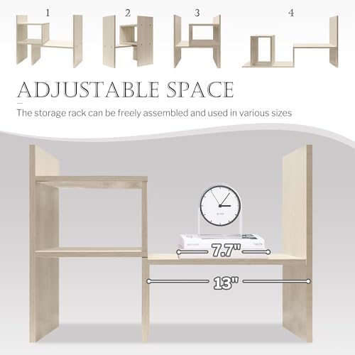 Jerry & Maggie Desktop Organizer Office Storage Rack Adjustable Wood Display Shelf, White, 5 Units, 16"L x 15.8"H x 6.8"W - Image 5