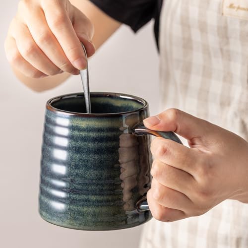 15.5oz Large Heavyweight Ceramic Mug, Reactive (Dark Green) - Image 2