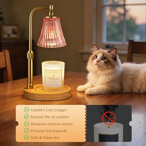 Hong-in Pink Candle Warmer Lamp with Timer Dimmable,Birthday Gifts for Women,Adjustable Height Wax Melt Warmer for Jar Candles,House Warming Gifts New Home,Ideal for Office,Dorm,Bedroom Home Decor - Image 4