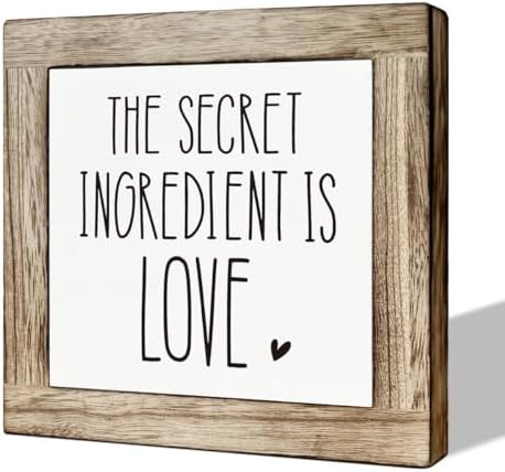 The Secret Ingredient Wooden Sign - Love Decor for Kitchen & Home, Warm Tabletop Gift by MLTEye