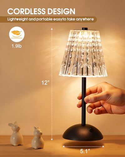 Nusogon 2 Pack Cordless Touch Table Lamp, Rechargeable Small Dask Lamp - Image 2