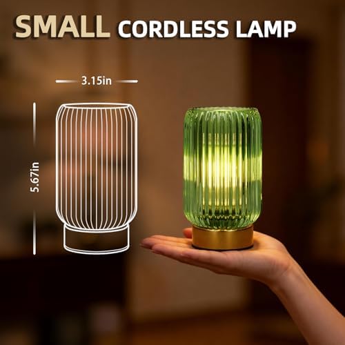 MJ PREMIER Battery Operated Lamp, Small Cordless Lamp with Timer, Green - Image 2