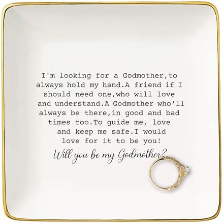 NZY Godmother and Godfather Gift,Christening Baptism Christmas Gift,First Time Godmother,Godparents Proposal Present,Pregnancy Announcement Present,Jewelry Tray Trinket Holder Ring Dish by NZY