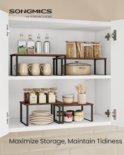 SONGMICS Cabinet Organizer Shelf, Set of 2 Spice Rack, Kitchen Storage - Image 2