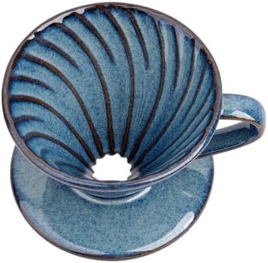 Pour Over Coffee Maker, Single Cup Ceramic Coffee Dripper, Reusable Filter Cone Drip Holder Slow Brewer with Hole Flat Bottom for Home, Office, Travel, Camping (Blue) - Image 2