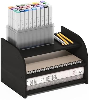 Furinno Classic 3-Tier Monitor Riser, Desk Organizers, Black Espresso - Image 3