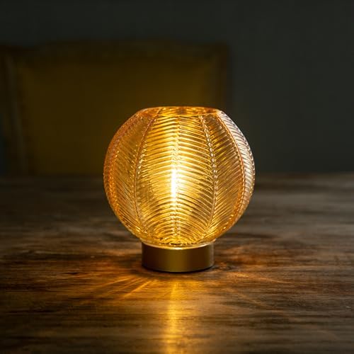 LUSHARBOR Battery Operated Decorative Glass Table Lamp with Timer Gold - Image 5