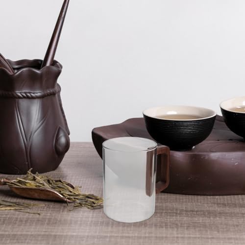 BESTYASH Clear Glass Tea Mug with Wooden Handle 4.52X4.21X3.14In Coffee Glass Mug for Espresso Latte Hot Drinks at Home Kitchen - Image 4