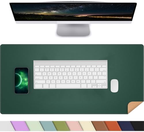 AFIING Cork Desk Mat, Dark Green, 23.6" x 13.7", Desk Pad Protector by AFIING