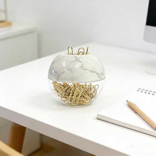 Marble Paper Clip Holder Dispenser & 100 Paper Clips - Image 5