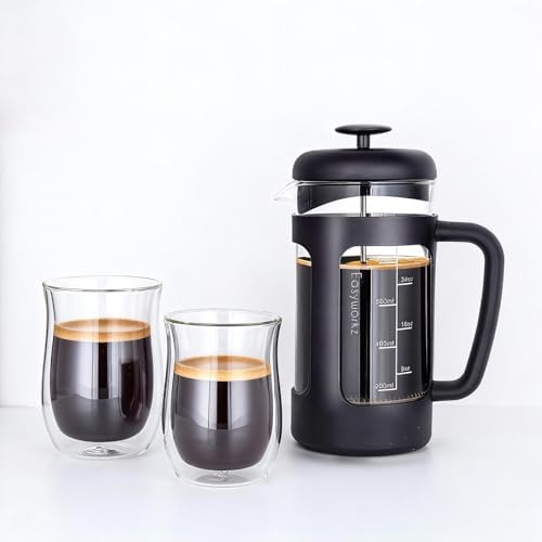 Easyworkz Double Walled Glass Coffee Mugs,Set of 2 (8.5 fl oz / 250ml) - Clear Borosilicate Glass Cups for Coffee, Tea, Whiskey, Cocktails & All Beverages - Image 4